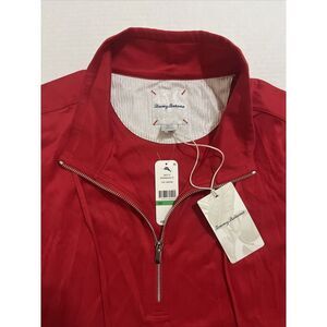 Tommy Bahama Women 1/2 Zip Long Sleeve Pullover Pima Cotton Red Outdoor Sz L NWT